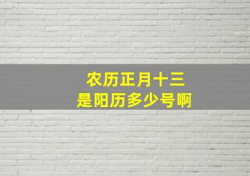 农历正月十三是阳历多少号啊