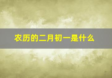 农历的二月初一是什么