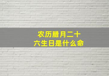 农历腊月二十六生日是什么命