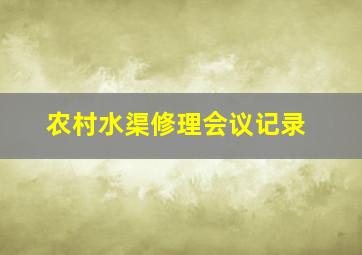 农村水渠修理会议记录