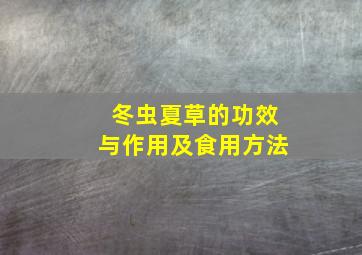 冬虫夏草的功效与作用及食用方法