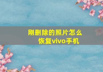 刚删除的照片怎么恢复vivo手机