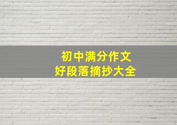 初中满分作文好段落摘抄大全