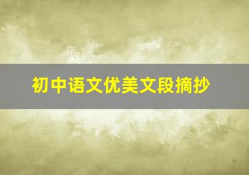 初中语文优美文段摘抄