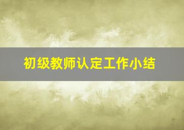 初级教师认定工作小结