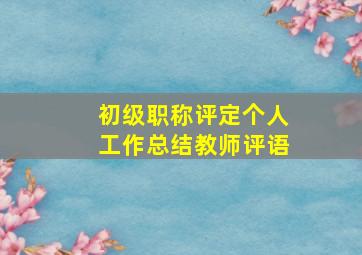 初级职称评定个人工作总结教师评语