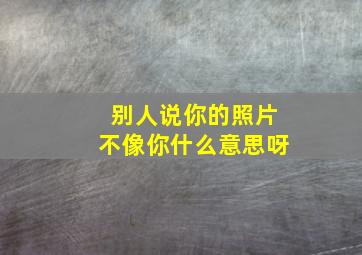 别人说你的照片不像你什么意思呀