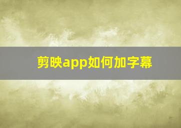 剪映app如何加字幕