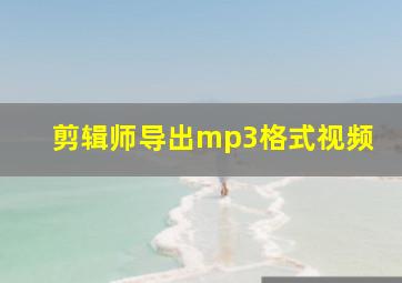 剪辑师导出mp3格式视频