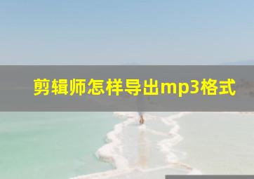 剪辑师怎样导出mp3格式