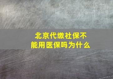 北京代缴社保不能用医保吗为什么