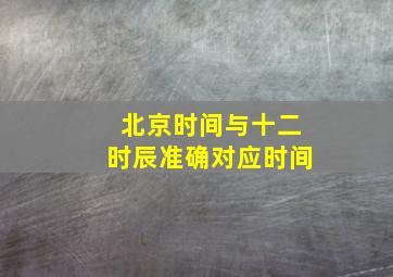 北京时间与十二时辰准确对应时间