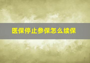 医保停止参保怎么续保