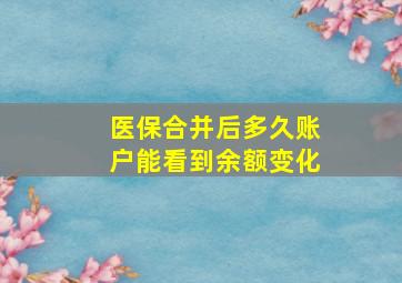 医保合并后多久账户能看到余额变化