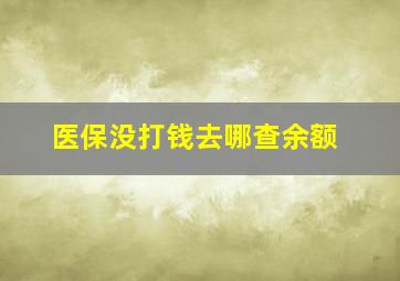 医保没打钱去哪查余额