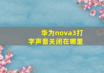 华为nova3打字声音关闭在哪里