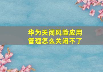 华为关闭风险应用管理怎么关闭不了