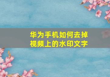 华为手机如何去掉视频上的水印文字