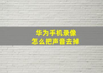 华为手机录像怎么把声音去掉