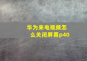 华为来电视频怎么关闭屏幕p40