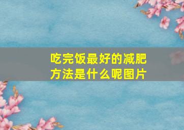 吃完饭最好的减肥方法是什么呢图片