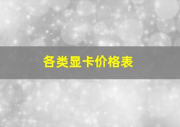 各类显卡价格表