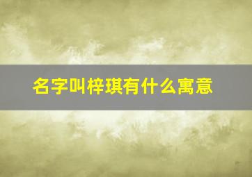 名字叫梓琪有什么寓意