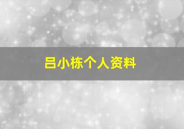 吕小栋个人资料