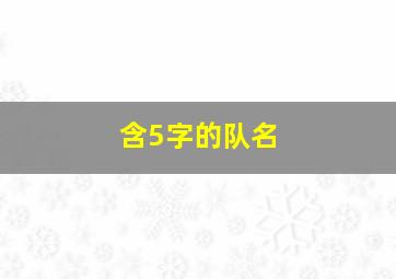 含5字的队名