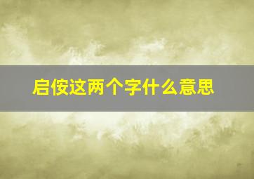 启侒这两个字什么意思