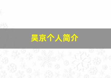 吴京个人简介