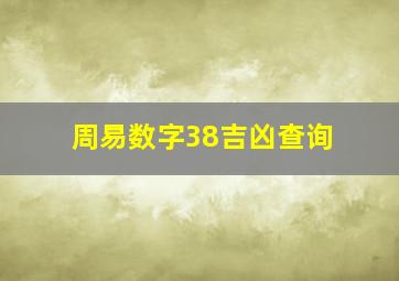 周易数字38吉凶查询