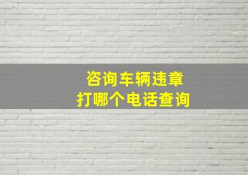 咨询车辆违章打哪个电话查询