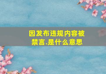 因发布违规内容被禁言.是什么意思