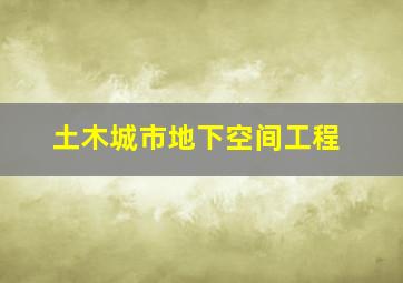 土木城市地下空间工程