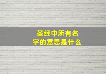 圣经中所有名字的意思是什么