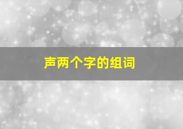 声两个字的组词