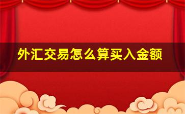 外汇交易怎么算买入金额