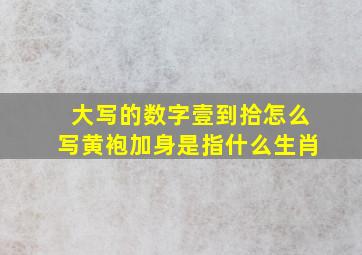 大写的数字壹到拾怎么写黄袍加身是指什么生肖