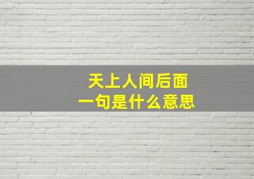 天上人间后面一句是什么意思