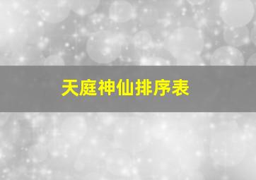 天庭神仙排序表