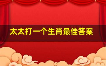 太太打一个生肖最佳答案