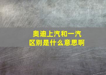 奥迪上汽和一汽区别是什么意思啊