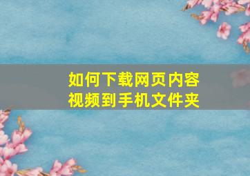 如何下载网页内容视频到手机文件夹