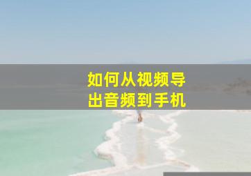 如何从视频导出音频到手机