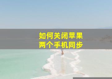 如何关闭苹果两个手机同步