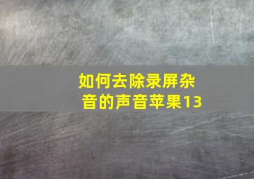 如何去除录屏杂音的声音苹果13