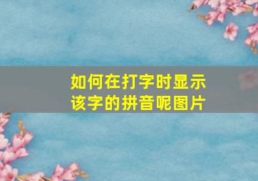 如何在打字时显示该字的拼音呢图片