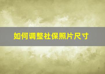 如何调整社保照片尺寸