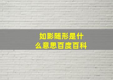 如影随形是什么意思百度百科